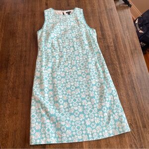 Ann Taylor Classic Southern Aqua and White Linen Shift Dress  - Size 2